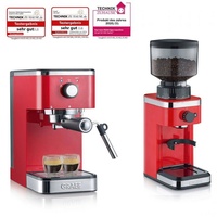 Graef Set Espressomaschine und Kaffeemühle rot