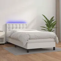 VidaXL Boxspringbett mit Matratze & LED Weiß 80x200 cm
