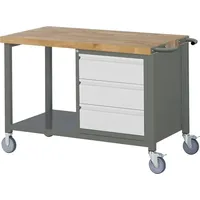 Stier Fahrbare Werkbank Premium mit 3 Schubladen BxTxH 1250x700x880mm