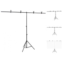 VidaXL Hintergrundständer T-Form Schwarz 201x60x(70-200) cm