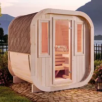 FinnTherm Fasssauna ScandiCube Mini XS Fasssauna 2 Sitzbänke aus