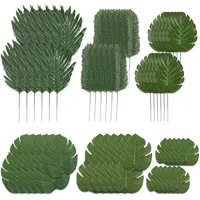 Relaxdays Tropische Blätter 72er Set, künstliche Monstera-, Farn-& Palmenblätter,