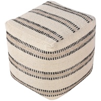 House Nordic Bally Pouf handgewebt 40x40cm offwhite, grau. -