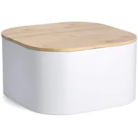 Zeller Brotkasten Weiß Holz, Bambus, quadratisch, 27x27x15 cm -