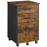 VASAGLE Rollcontainer mit 3 Schubladen vintagebraun-schwarz