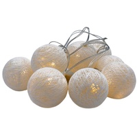 Spetebo LED Lichterkette mit 10 Raphia Kugeln - weiß