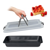 Relaxdays Backblech mit Deckel, 3in1 Kuchen Transportbox, BxT 40,5
