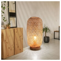 GLOBO Tischleuchte Bambusgeflecht Tischlampe Bambus Beistellleuchte Boho Wohnzimmer, natur,