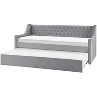 Beliani Tagesbett Samtstoff 90 x 200 cm mit Lattenrost