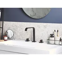 Beliani Waschbeckenarmatur 3-Loch-Armatur Wasserhahn gerade Form Edelstahl mattes Schwarz