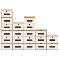 BigDean 20x Schuhaufbewahrung BRAUN/WEISS mit Sichtfenster Aufbewahrungsbox Stapelbar, Storage