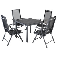 CASARIA Garten-Sitzgruppe Bern 5-tlg Anthrazit Alu WPC Tischplatte