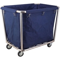 HENDI Wäschetrolley, mit herausnehmbarem Wäschesack, 4 Lenkrollen, 2 davon