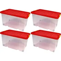 BigDean 4 Stück große Eurobox mit Deckel und Rollen