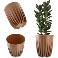 Kadax Blumentopf aus Kunststoff mit Naturmaterialien, 19 cm, Hellbraun