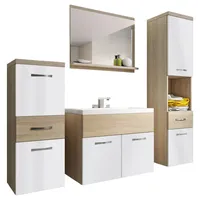 P & B Badmöbel-Set 5-tlg. Alba ca.140 cm Eiche/Weiß