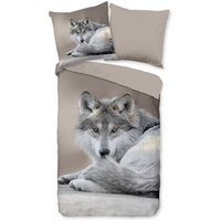 PURE luxury collection Wendebettwäsche »Sharp Wolf«, Mikrofaser, 135x200, Pflegeleicht