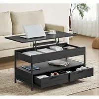 VASAGLE Couchtisch höhenverstellbar Schwarz Spanplatte 50 x 100 x