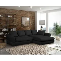 Fun Möbel Ecksofa Couchgarnitur TIZIAN in Stoff Salvador Schwarz