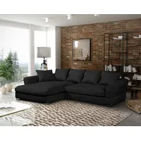 Fun Möbel Ecksofa Couchgarnitur TIZIAN in Stoff Salvador Schwarz
