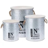 Home Styling H&S Collection 3-tlg. Vorratsbehälter-Set mit Seil Zink
