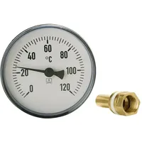 Afriso Bimetall Thermometer Zeigerthermometer 0°C-120°C mit Tauchhülse 1/2"
