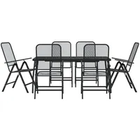 VidaXL 7-tlg. Garten-Essgruppe Anthrazit Streckgitter