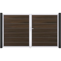GROJA Grande Steckzaun Tor Premium DIN Links EV1 Walnuss