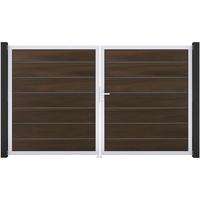 GROJA Grande Steckzaun Tor Premium DIN Rechts EV1 Walnuss