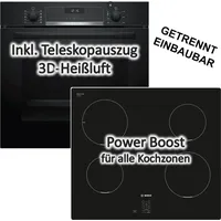 Bosch Herdset Bosch Backofen Teleskopauszug EcoClean + Induktionskochfeld rahmenlos