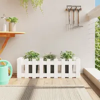 VidaXL Hochbeet Lattenzaun-Design Weiß 100x30x30 cm Massivholz Kiefer