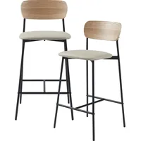[en.casa] Barhocker Jyväskylä 2er Set 89x40x45 cm Beige
