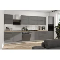 Feldmann-Wohnen Küchenzeile Kvantum 400 cm grau / weiß