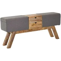 KADIMA DESIGN Retro-Sitzbank mit Schubladen: Massivholz, Stoffbezug, 120x56x30 cm,