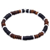 KUZZOI Herren Heishi Beads Vintage Surfer 925 Silber Herrenschmuck