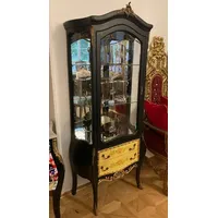 Casa Padrino Barock Vitrine Schwarz / Mehrfarbig / Gold