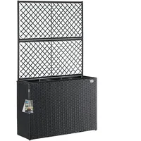 CASARIA Polyrattan Blumenkasten mit Rankgitter Schwarz