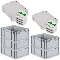 Proregal 5x Eurobox NextGen Grip mit Scharnierdeckel und grünen