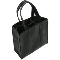 Frank Flechtwaren Flaschenträger Anthrazit, Filz, Facheinteilung für 6 Flaschen