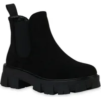VAN HILL Plateau Boots in Schwarz Velours
