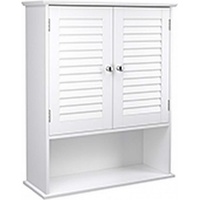 VASAGLE Badezimmerschrank, Wandschrank, Medizinschrank mit verstellbarem Einlegeboden, Lamellentüren und