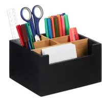 Relaxdays Schreibtisch Organizer, 5 Fächer, schwarz