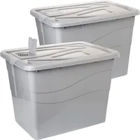 Centi 2 Stk. Aufbewahrungsboxen XXL mit Deckel groß Kunststoffboxen