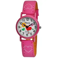 QBOS Quarzuhr Luca Mädchenuhr, analog, Quarz Kids Kunstlederarmband Pink
