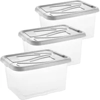 Centi 3er Set Aufbewahrungsbox mit Deckel Groß, 30 l