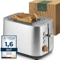 WALDWERK Design Toaster - aus 304 Edelstahl und Eichenholz
