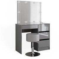 Vicco Schminktisch Sherry Grau 90 x 75 cm, Spiegel,
