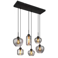 GLOBO 6-flg. 43 cm matt schwarz Rauchglas