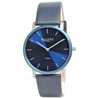 REGENT Herren Analog Leder dunkelblau 39 mm UR1094066