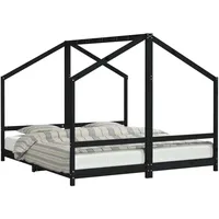 VidaXL Kinderbett Schwarz 2x(90x200) cm Massivholz Kiefer - Schwarz